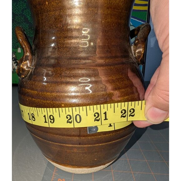Whiskey Creek Pottery Jug Vase 8.25" Signed by S. Kammerer Brown Bronze Hand thr - Picture 10 of 13